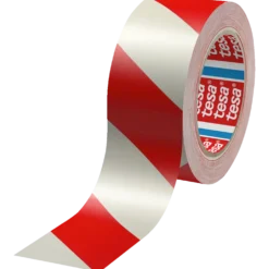 Tesa advarselstape rød/hvid 33 m x 50 mm