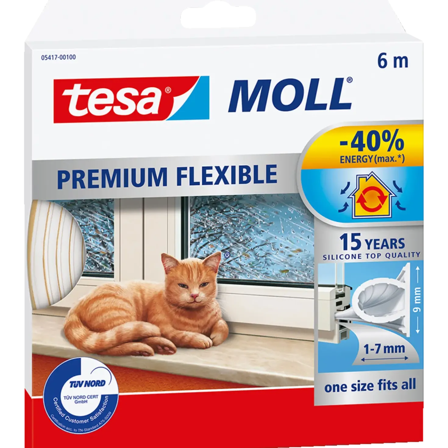 Tesamoll® Premium Flexible silikonetætningsliste transparent 8,5 mm x 6 m