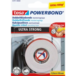 Tesa® Powerbond Ultra Strong dobbeltklæbende monteringstape 1,5 m x 19 mm