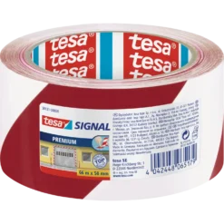 Tesa® Signal Premium advarelsestape 50 mm x 66 m rød/hvid