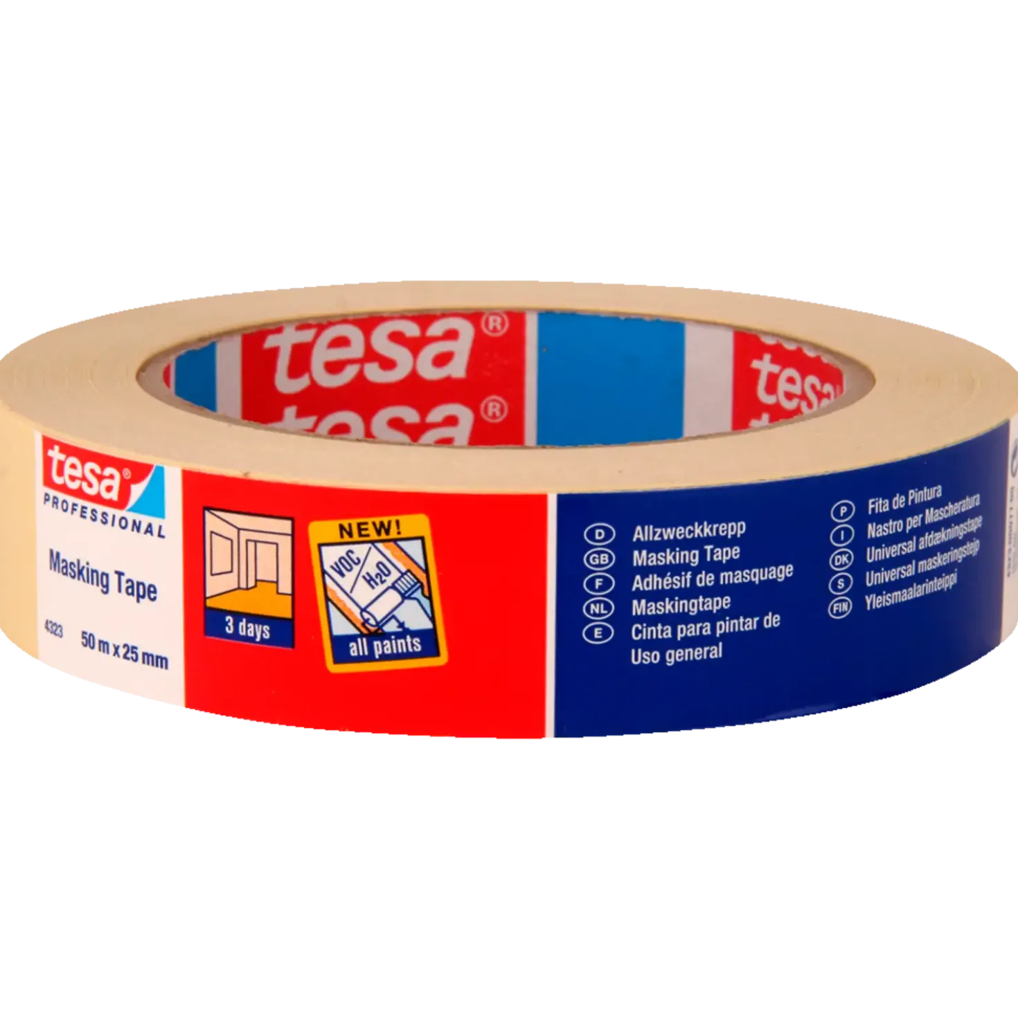 Tesa universal afdækningstape lysgul 50 m x 25 mm