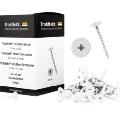 Troldtekt® strukturskrue til træ og stål 4,2x45 mm hvid 100 stk.