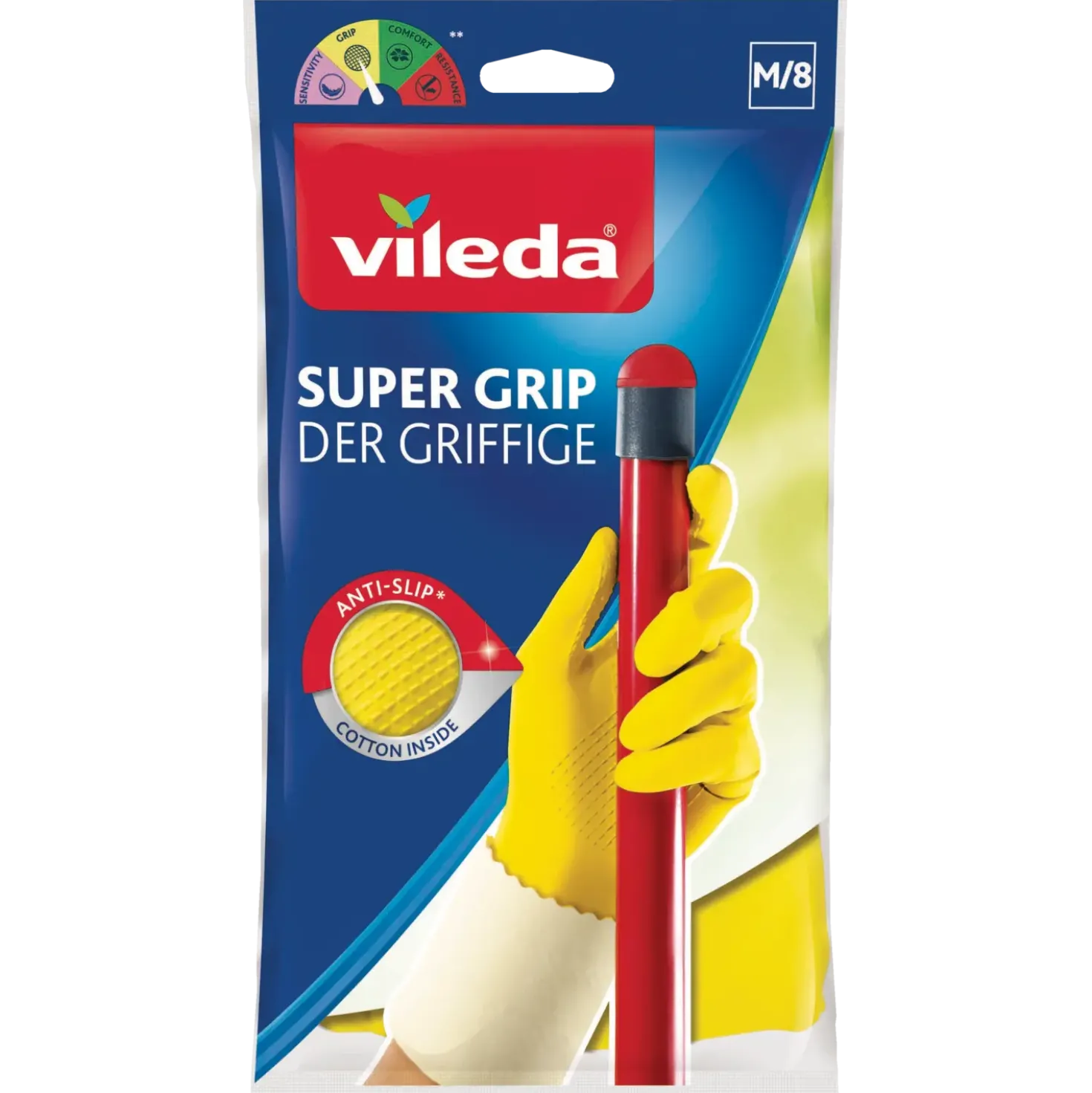 Vileda gummihandske super grip gul str. M