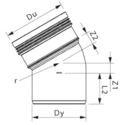 Wavin Wafix kloakrør PP rød bøjning 30° x 160 mm