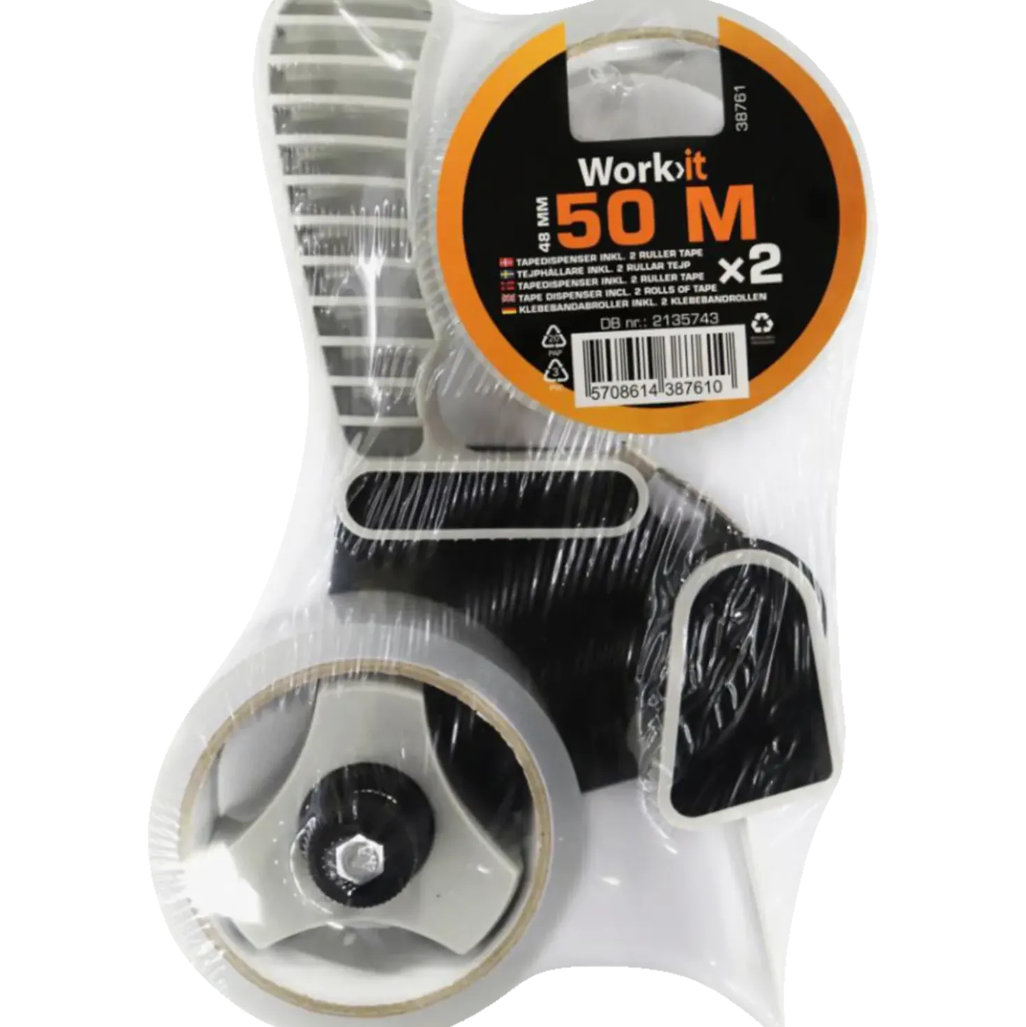 Work>it tapedispenser m/2 ruller tape 48 mm x 50 m